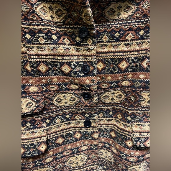 Rare Vintage 70s Anne Klein Tapestry tribal Pattern Blazer Jacket With Pockets 6 - Picture 7 of 14